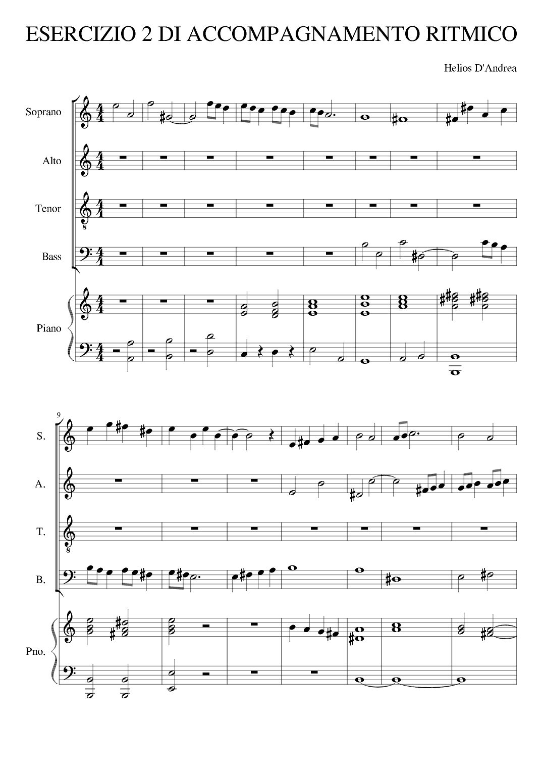 Piano Accompaniment Exercice for a Choir