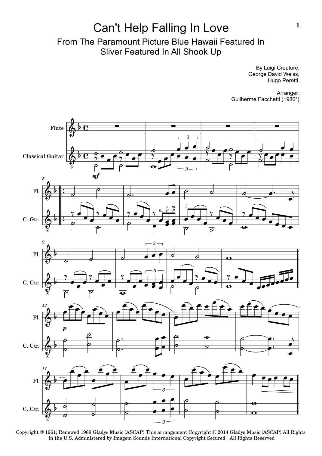 Can't Help Falling In Love (arr. Guilherme Facchetti)