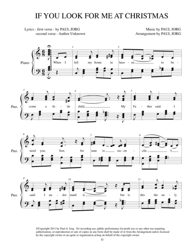 IF YOU LOOK FOR ME AT CHRISTMAS - SA  duet + piano