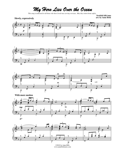 My Hero Lies Over the Ocean (ballad remix of "My Bonnie Lies Over the Ocean") - intermediate version (arr. Anne Britt)