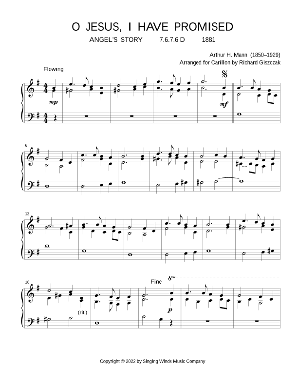 O Jesus, I Have Promised  (ANGEL'S STORY) (arr. Richard Giszczak)