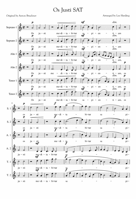 Bruckner's Os Justi, arranged for SAT (arr. L.J Harding)