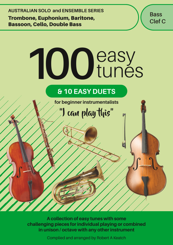 A LEARN TO PLAY book of 100 EASY TUNES and 10 EASY DUETS for Beginner CELLO in BASS CLEF