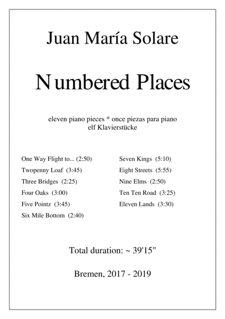Numbered Places [11 pieces for piano solo]