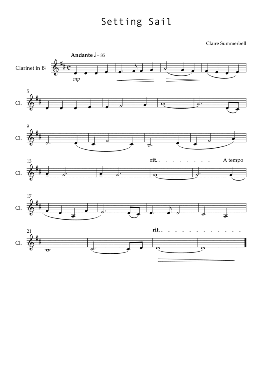 Setting Sail  (Clarinet and Piano)