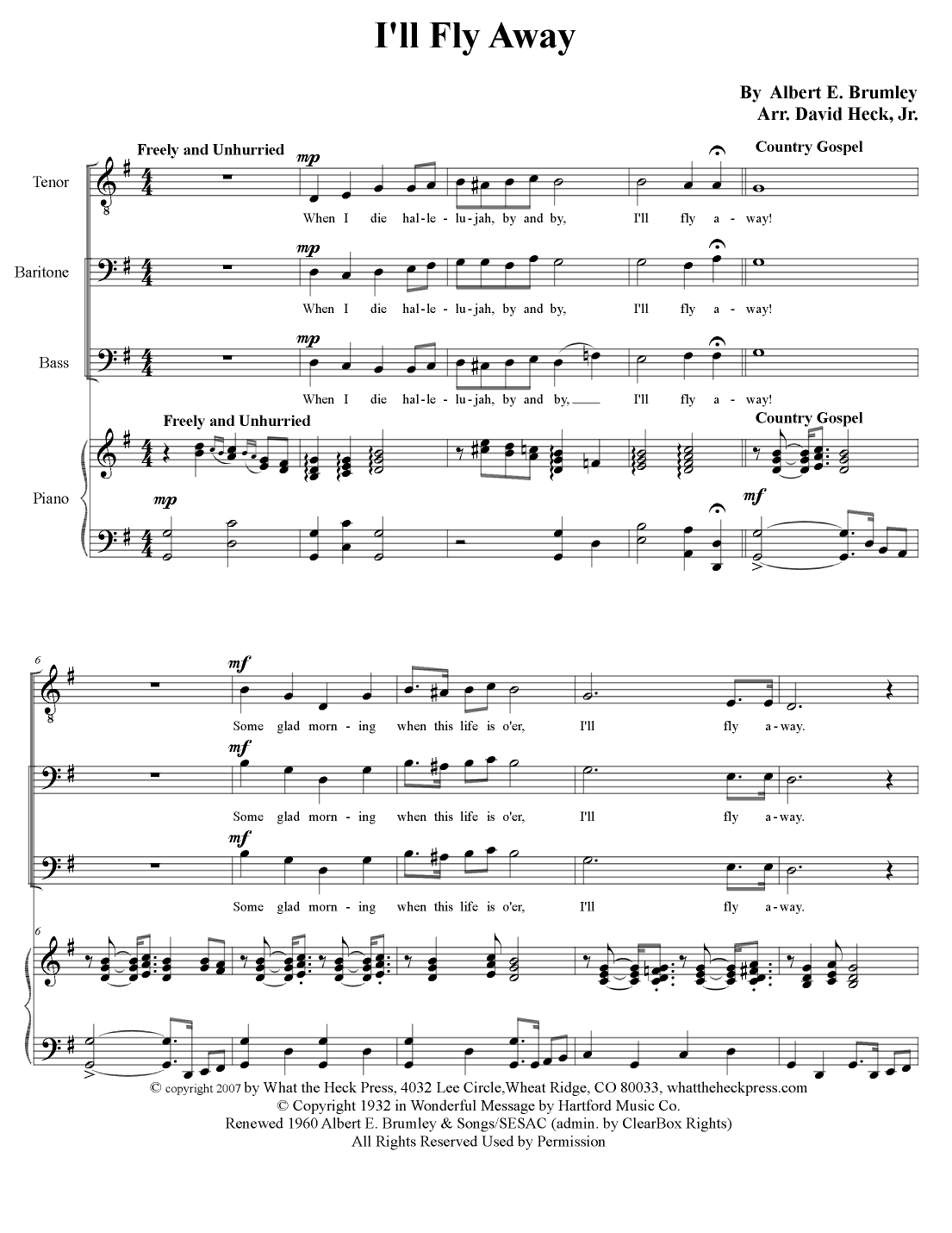 I'll Fly Away (arr. David Heck, Jr.)