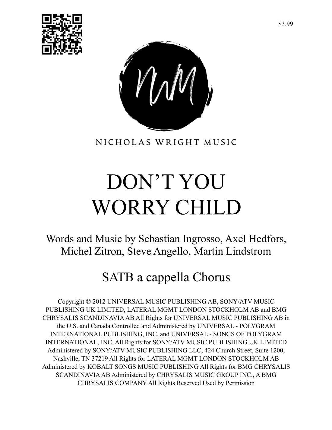 Don't You Worry Child (arr. Nicholas Wright)
