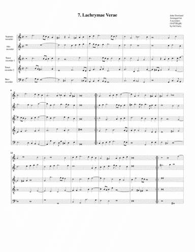 Lachrimae Verae (7, 1604) (arrangement for 5 recorders) (arr. Gil Garty)