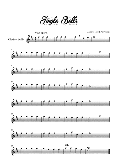 Jingle Bells - Easy/Beginner (for Clarinet) (arr. Cadenza Editions)