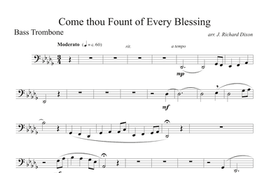 "Come Thou Fount" for brass quintet Bass Trombone (arr. J. Richard Dixon)