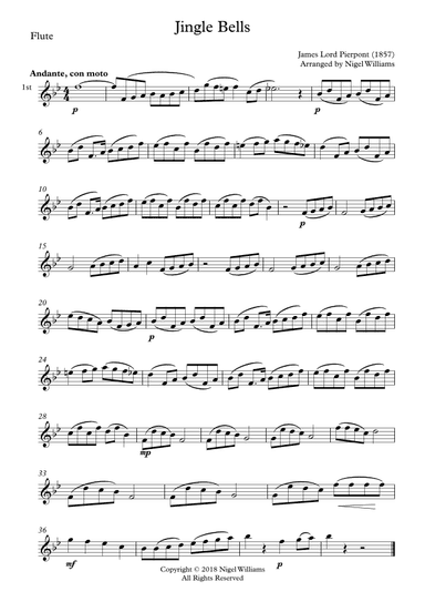 Jingle Bells, for two Flutes and Clarinet (arr. Nigel Williams)
