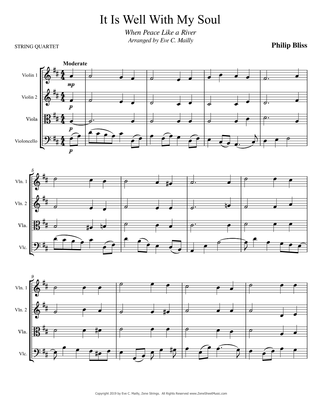 It is Well With My Soul (When Peace Like a River) - String Quartet (arr. Eve C. Mailly - Zene Strings)