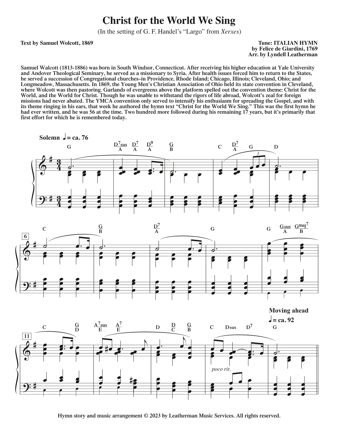 Christ for the World We Sing (arr. Lyndell Leatherman)
