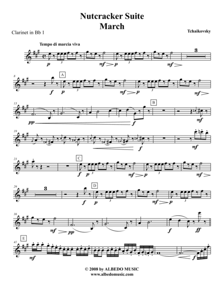 Tchaikovsky Nutcracker Suite - Clarinet in Bb 1 (Transposed Part), Op.71a (arr. Doug Clyde)