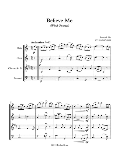 Believe Me (Wind Quartet) (arr. Jordan Grigg)