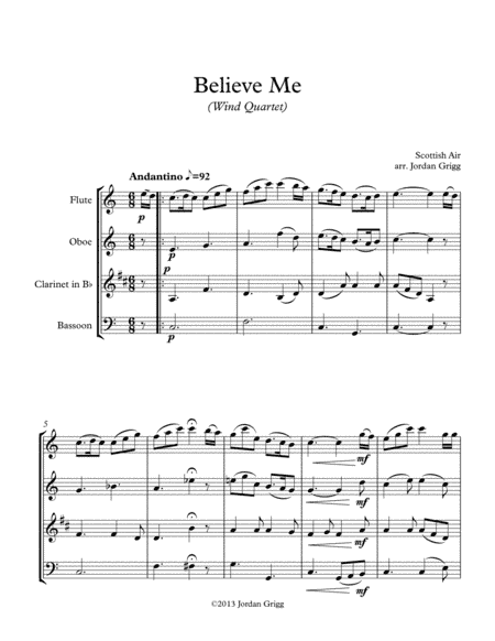 Believe Me (Wind Quartet) (arr. Jordan Grigg)
