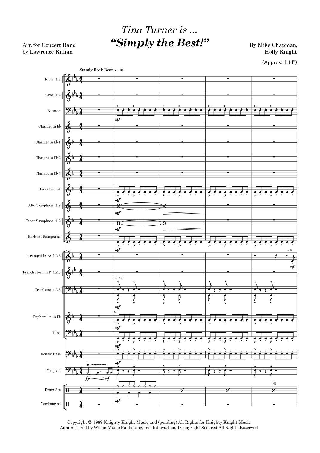 The Best (simply The Best) (arr. Lawrence Killian)