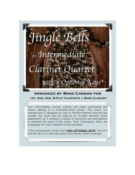 Jingle Bells for Intermediate Clarinet Quartet (arr. Brad Carman)