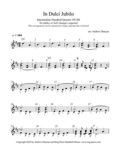 In Dulci Jubilo - Good Christian Men Rejoice - Handbell Quartet (arr. Andrew Duncan)