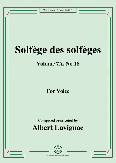 Lavignac-Solfege des solfeges,Volume 7A No.18,for Voice (arr. Open Cloud)
