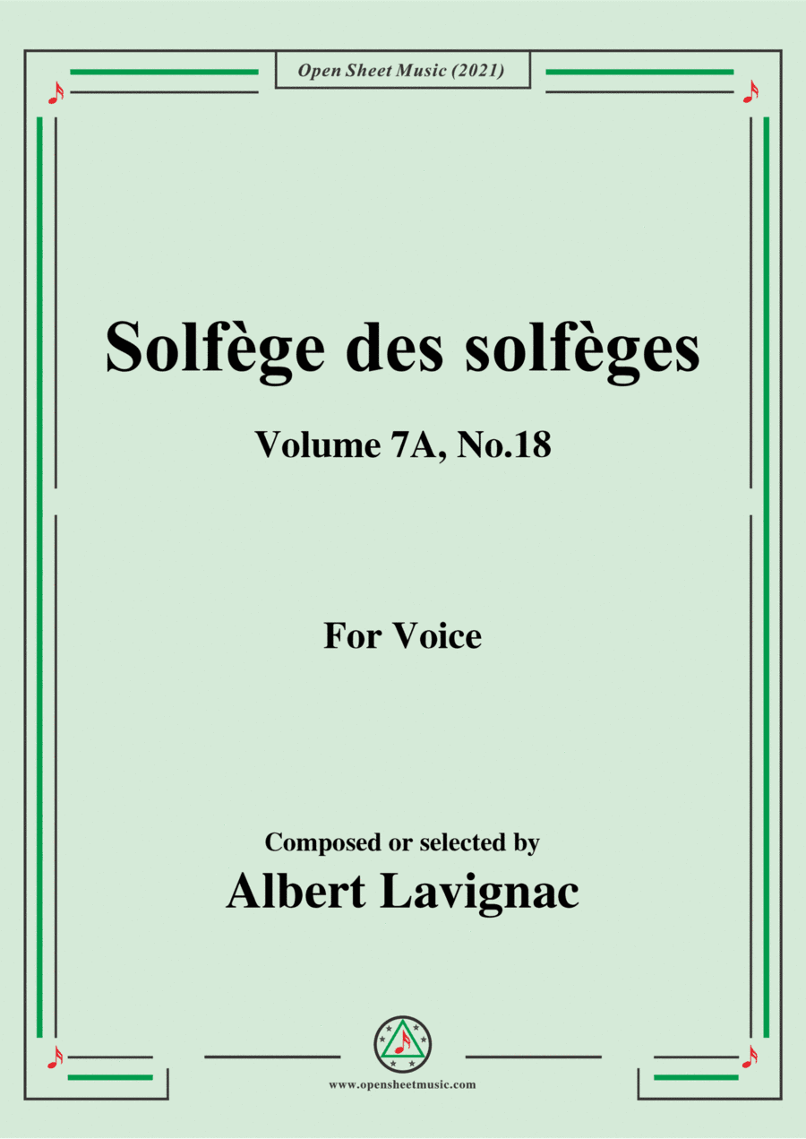 Lavignac-Solfege des solfeges,Volume 7A No.18,for Voice (arr. Open Cloud)