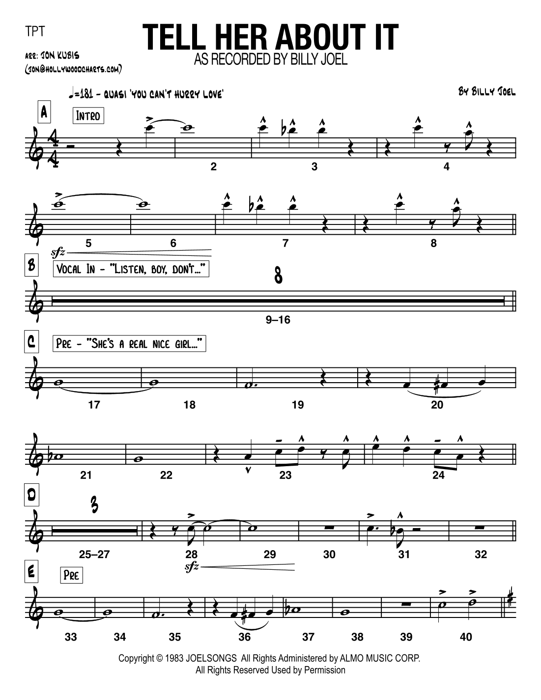 Tell Her About It (arr. Hollywood Charts)