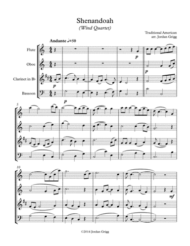 Shenandoah (Wind Quartet) (arr. Jordan Grigg)