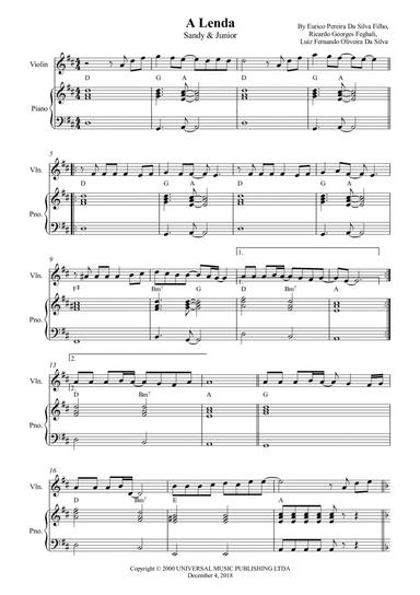 A Lenda - Sandy E Junior (arr. Wesley S. SIlva)