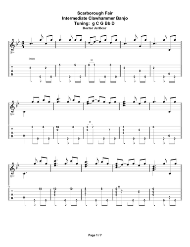 Doctor JerBear--Scarborough Fair--Intermediate Clawhammer Banjo (arr. Doctor JerBear)