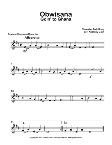 Obwisana - Soprano (Descant) Recorder and Piano (arr. Anthony Gath)