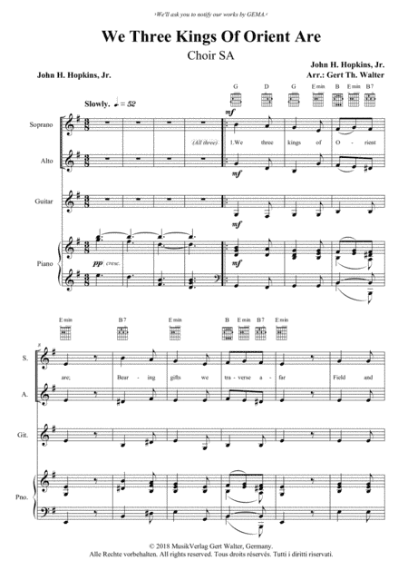 We Three Kings Of Orient Are (arr. Gert Th. Walter)