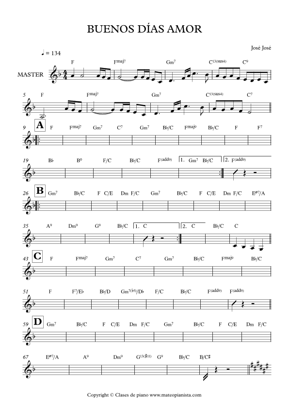 Buenos Dias Amor (arr. Mateo Aguilar)