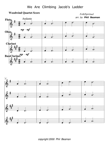 We Are Climbing Jacob's Ladder - woodwind quartet 3 (arr. Phil Beaman)