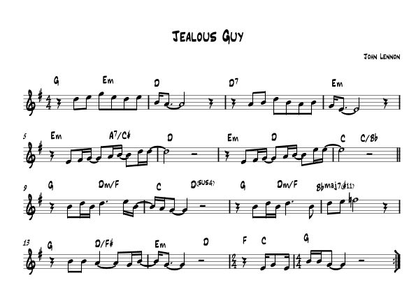 Jealous Guy (arr. Greg Sanders)