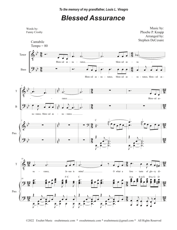 Blessed Assurance (Duet for Tenor and Bass solo) (arr. Stephen DeCesare)