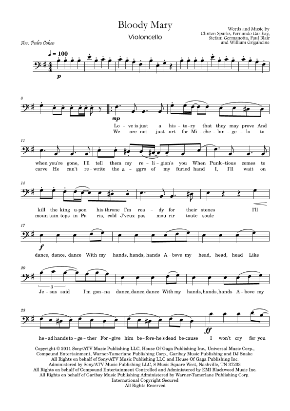 Bloody Mary (arr. Pedro Cohen)