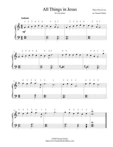 All Things in Jesus - for easy piano (arr. Samuel Stokes)