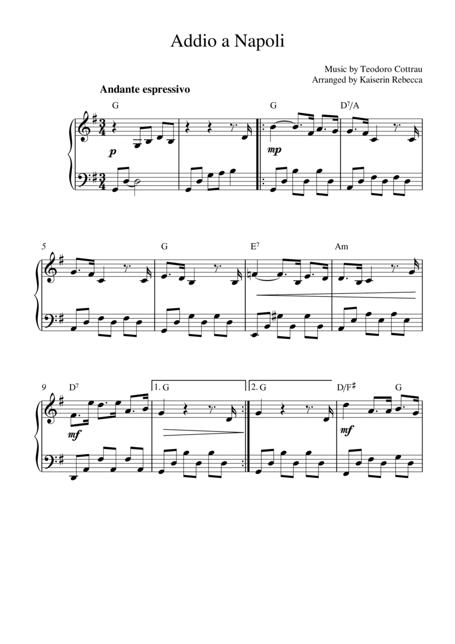 Addio a Napoli (arr. Kaiserin Rebecca)