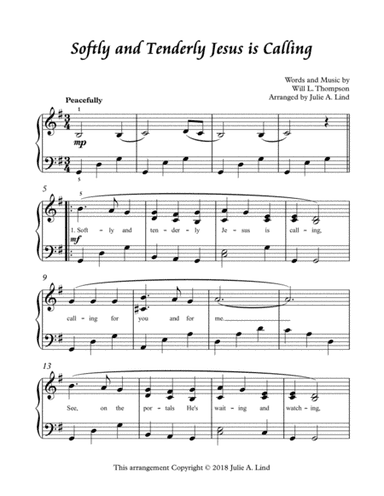 Softly and Tenderly Jesus is Calling (arr. Julie A. Lind)