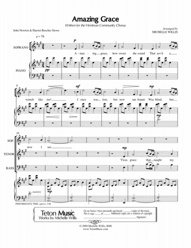 Amazing Grace (SATB) (arr. Teton Music)