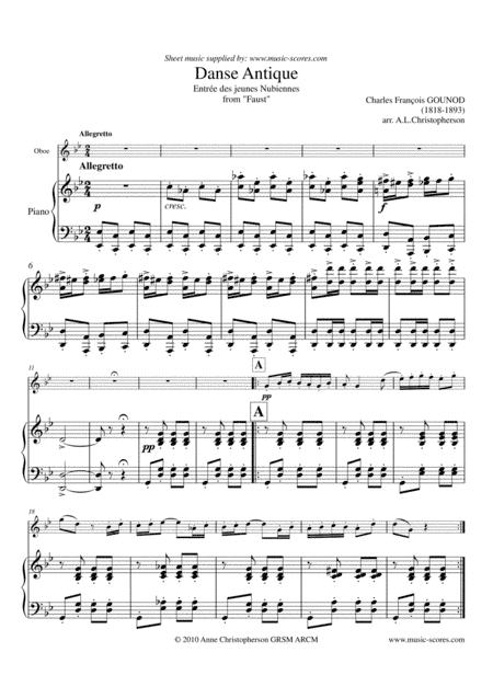 Danse Antique from Faust - Oboe and Piano (arr. Anne L Christopherson GRSM ARCM)