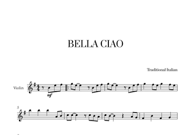 Bella Ciao for Violin Solo (arr. Cadenza Editions)