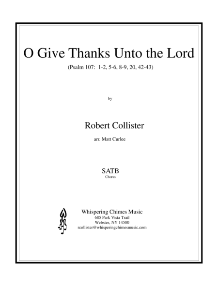 O Give Thanks Unto the Lord