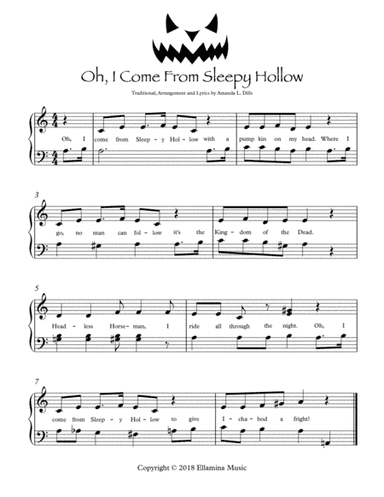 Oh, I Come From Sleepy Hollow (Halloween arrangement of Oh Susannah for Easy Piano) (arr. Amanda Dills)