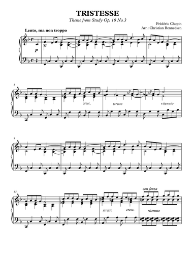 Chopin - Tristesse (arr. Christian Bennedsen)
