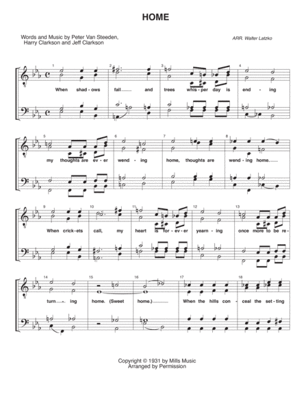 Home (when Shadows Fall) (arr. Walter Latzko)