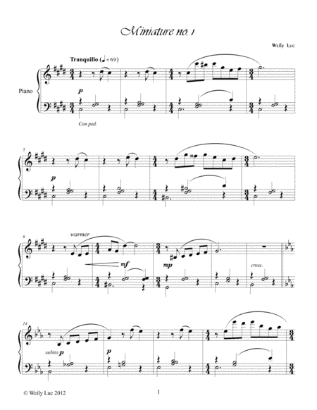 "Miniature No. 1" for solo piano