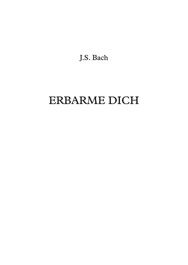 Erbarme Dich - J.S. Bach (arr. Jope)