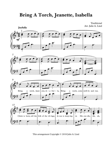 Bring A Torch Jeanette Isabella (arr. Julie A. Lind)