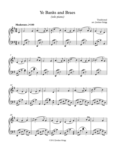 Ye Banks and Braes (solo piano) (arr. Jordan Grigg)